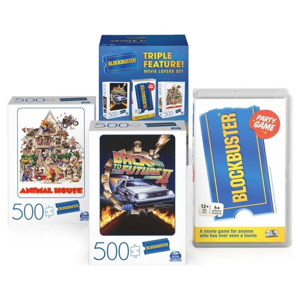Blockbuster Triple Feature Movie Lovers Set Party Game & 2 Puzzles NWT - Picture 3 of 5